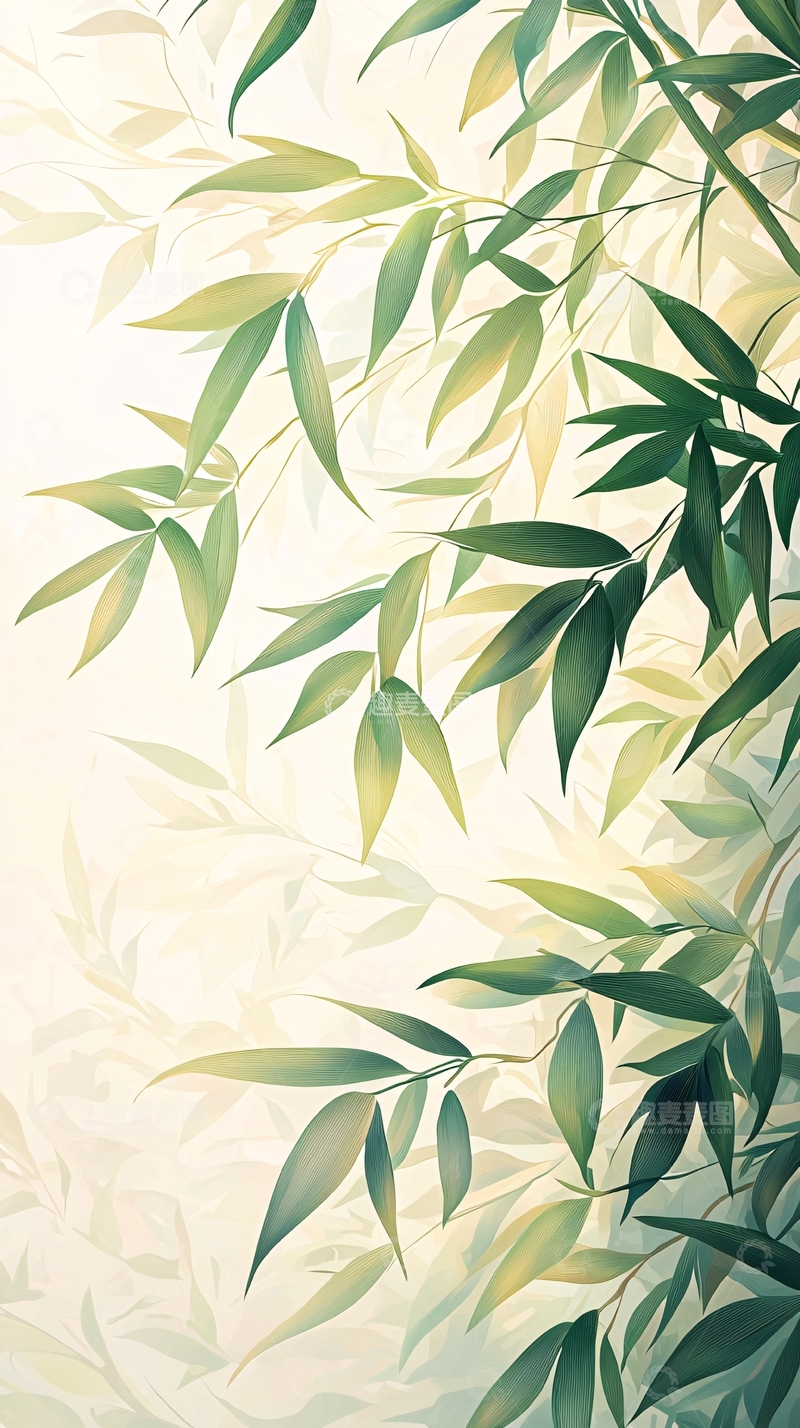 高清大图下载【趣麦麦图】竹叶清新自然背景图