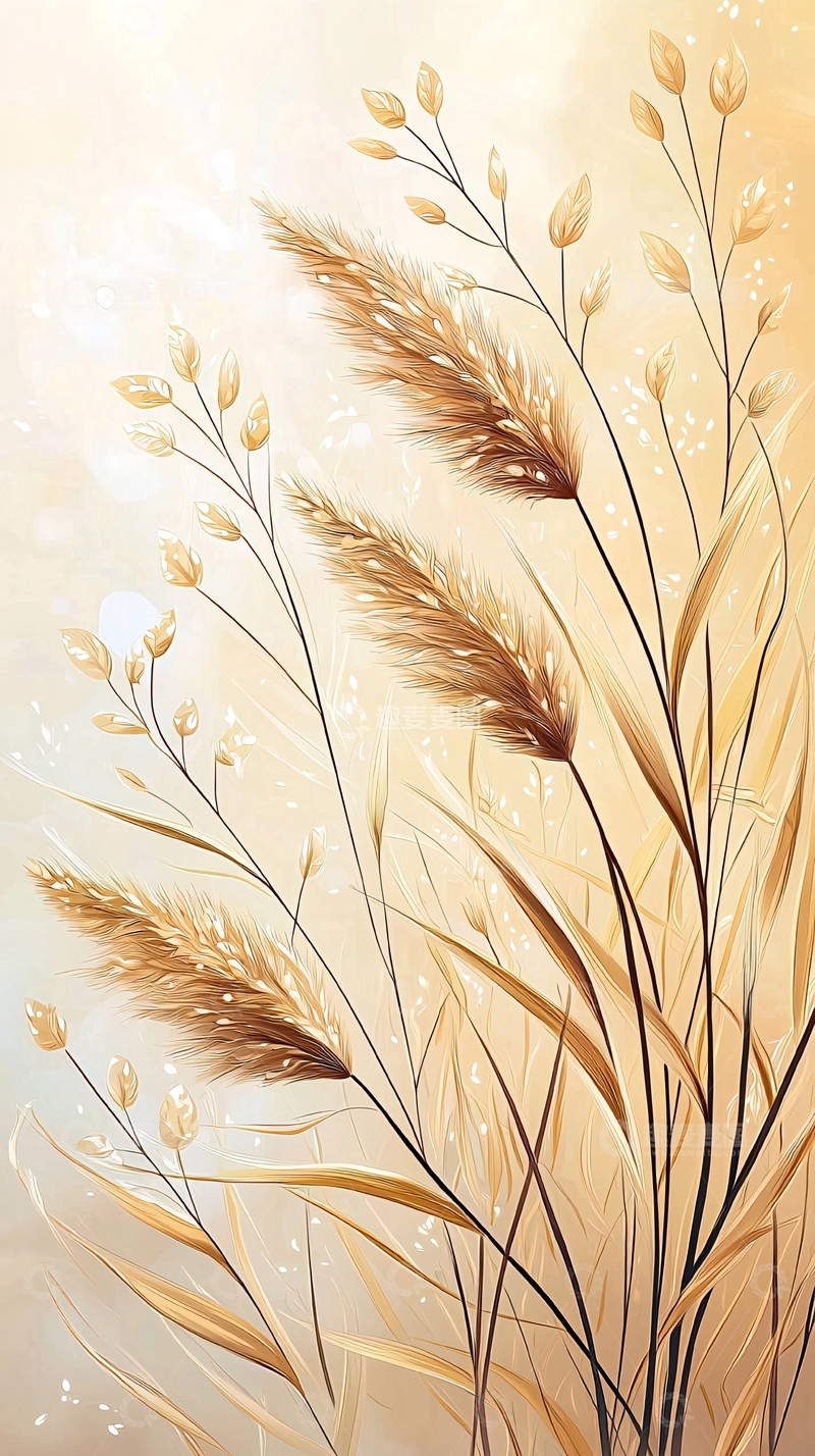 高清大图下载【趣麦麦图】金色麦穗插画背景图