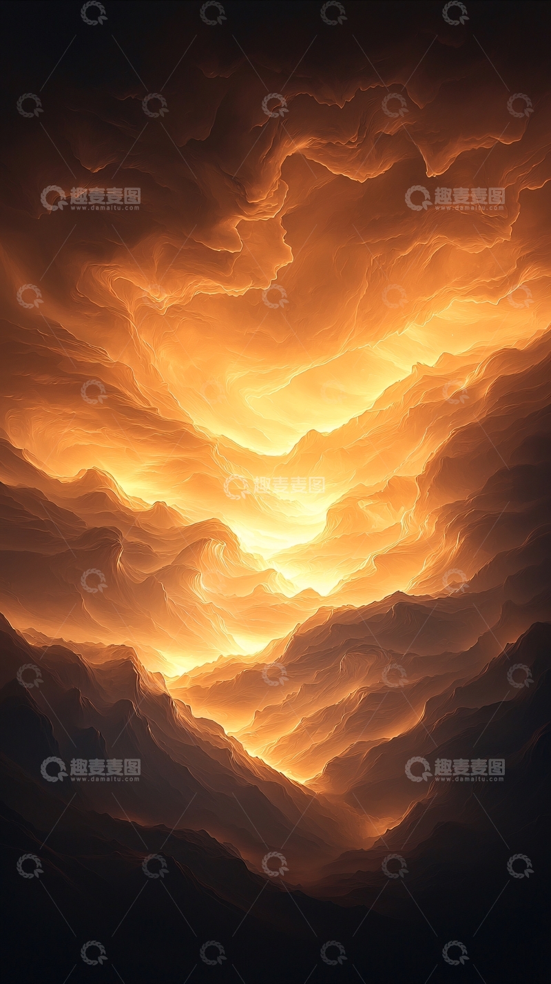 高清大图下载【趣麦麦图】金色山脉与云海