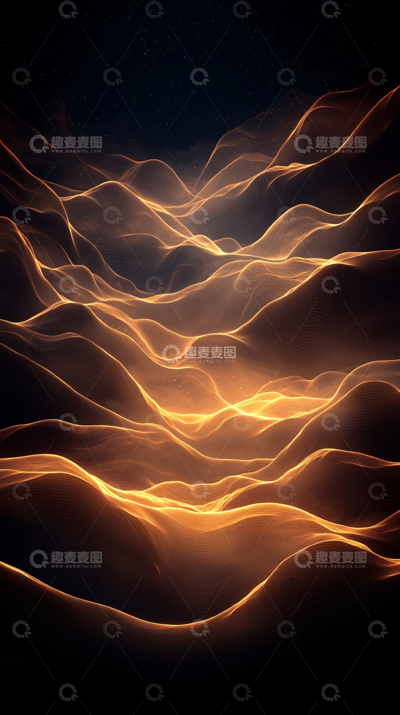 高清大图下载【趣麦麦图】金色波浪线条抽象背景