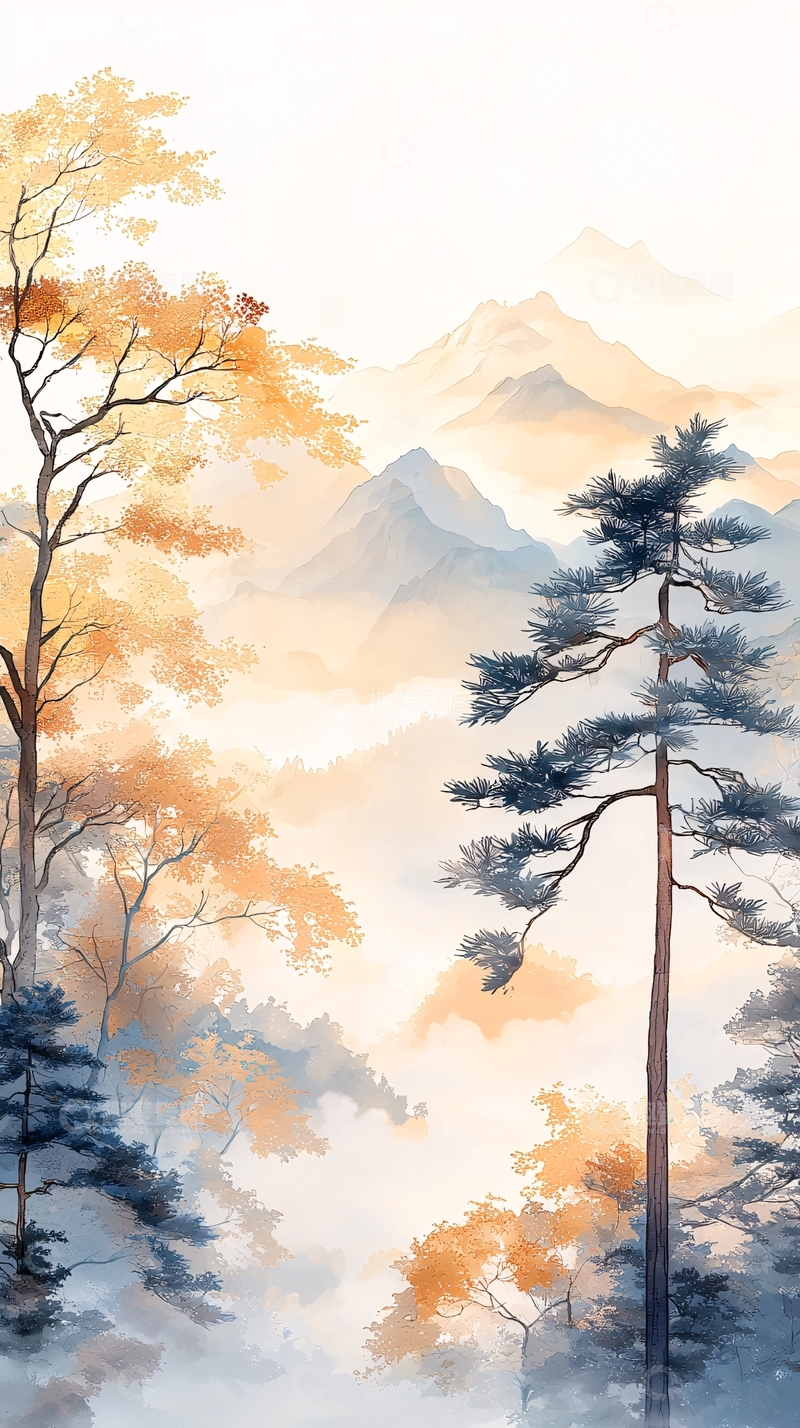 高清大图下载【趣麦麦图】秋日山林雾景