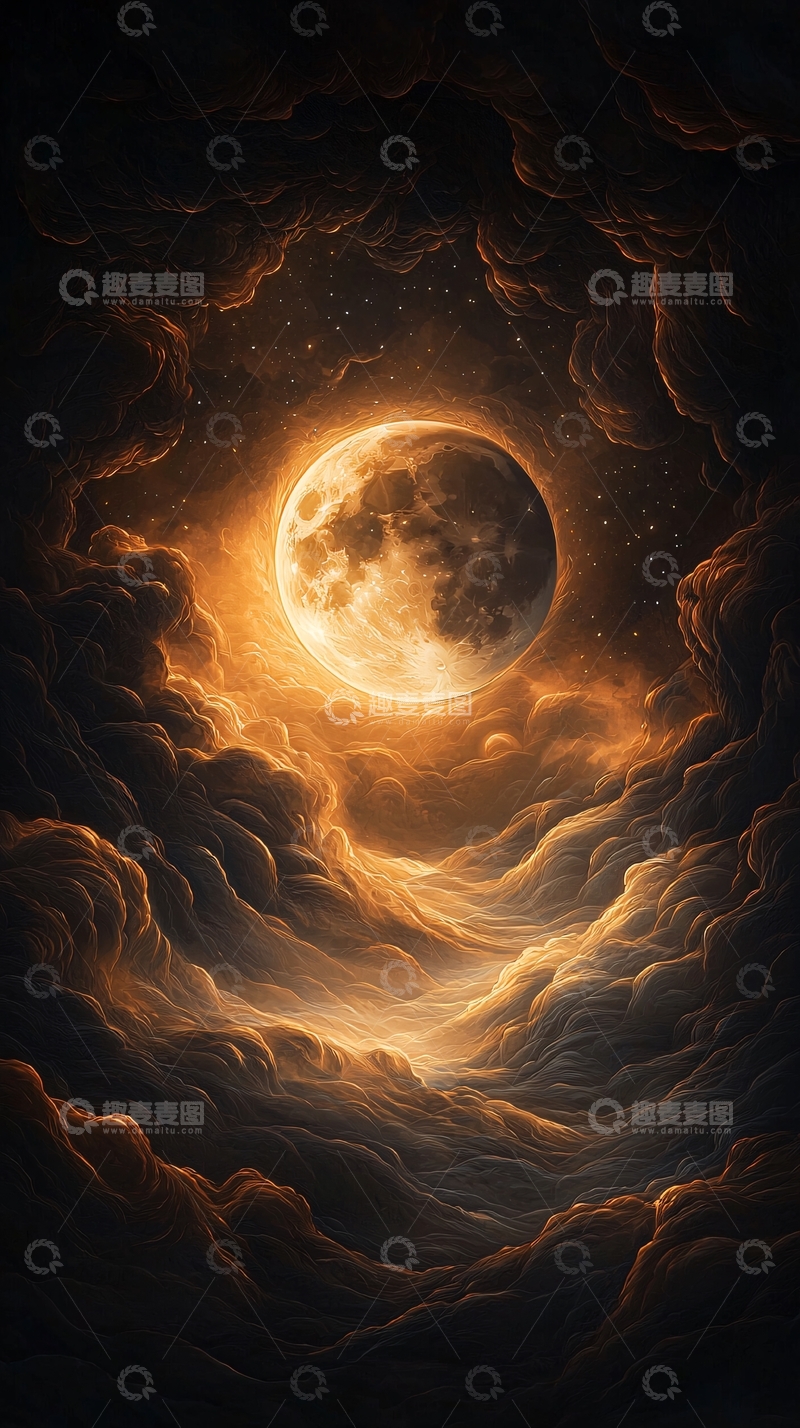 高清大图下载【趣麦麦图】月光下的云海