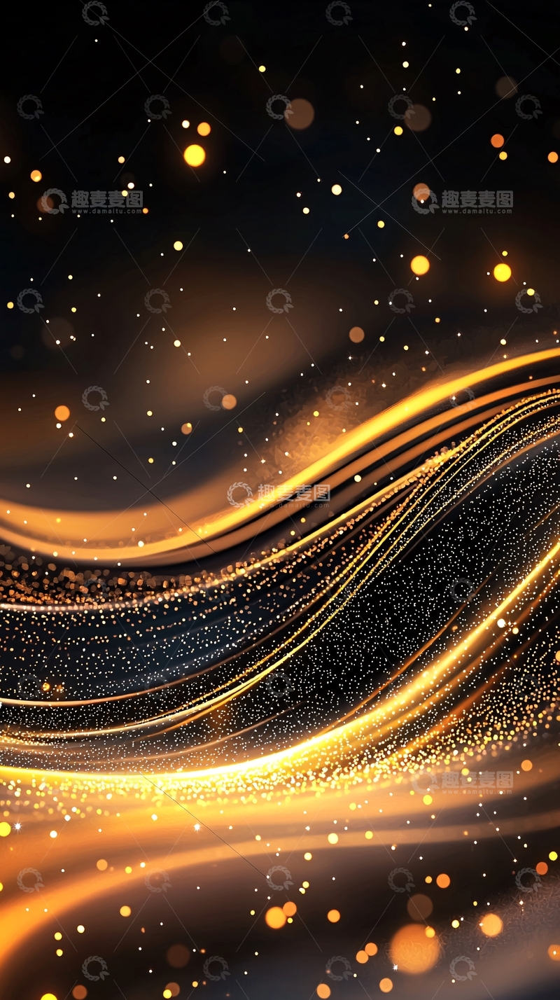 高清大图下载【趣麦麦图】金色波浪光效背景素材