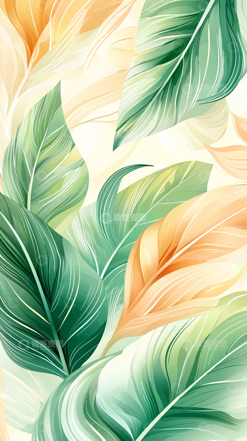 高清大图下载【趣麦麦图】清新自然叶子背景图案