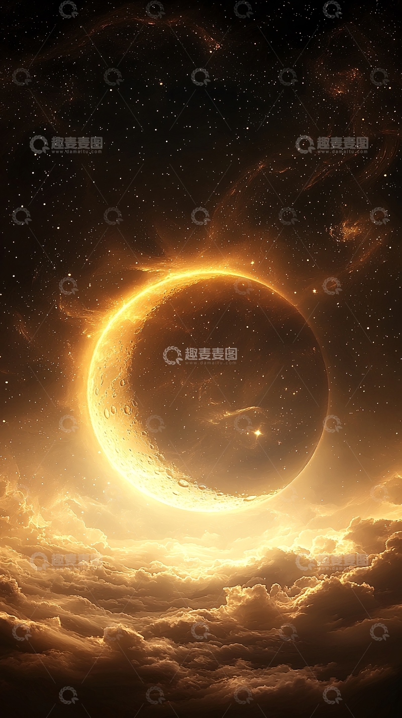 高清大图下载【趣麦麦图】月食夜空下的神秘景象
