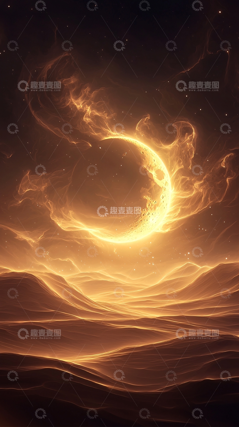 高清大图下载【趣麦麦图】月光下的沙漠幻想