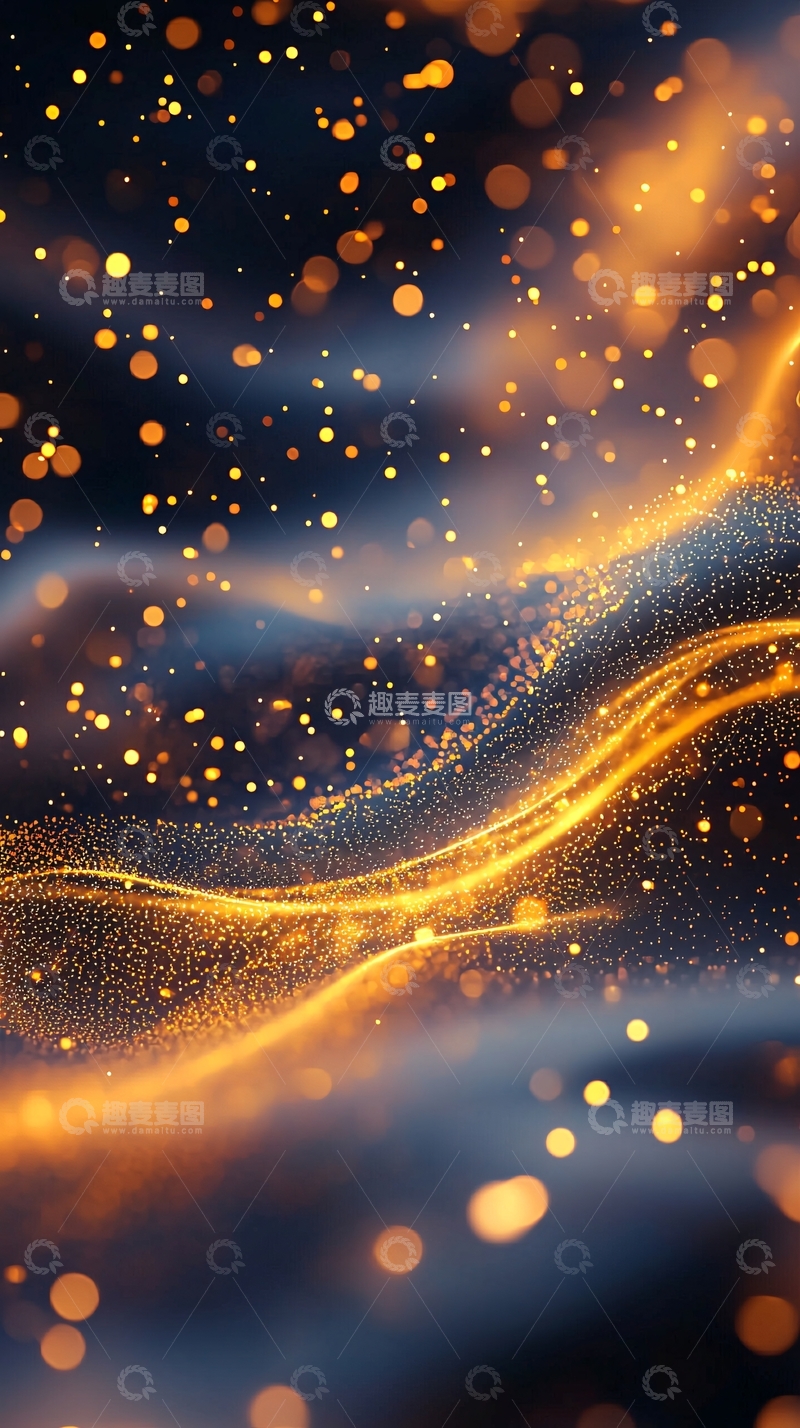 高清大图下载【趣麦麦图】金色粒子流动背景