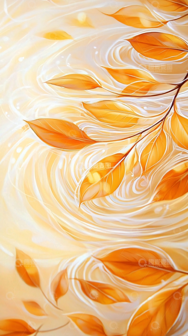 高清大图下载【趣麦麦图】秋叶飘舞抽象艺术背景图