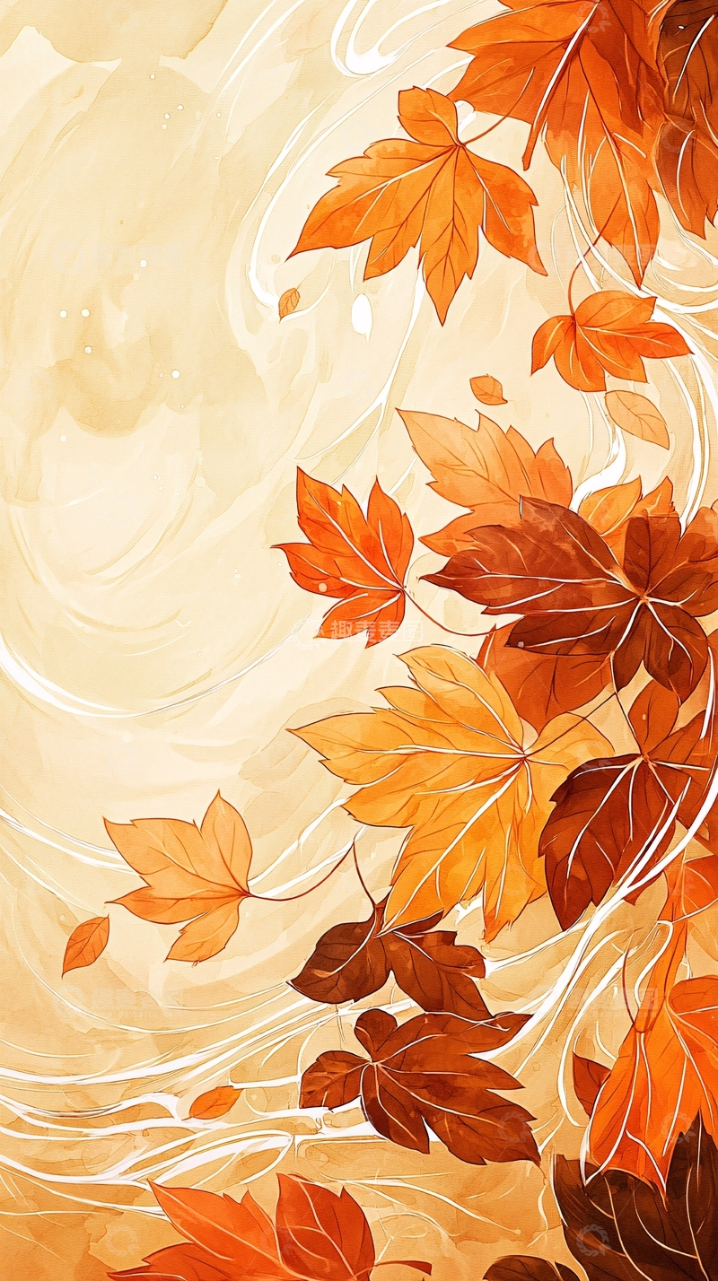 高清大图下载【趣麦麦图】秋叶飘落背景图