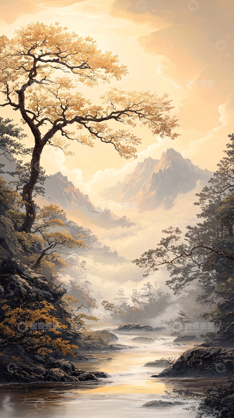 高清大图下载【趣麦麦图】秋日山间溪流美景