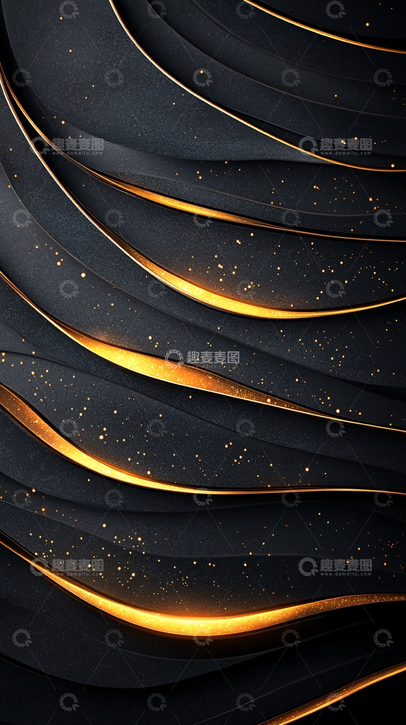高清大图下载【趣麦麦图】金色波纹抽象背景