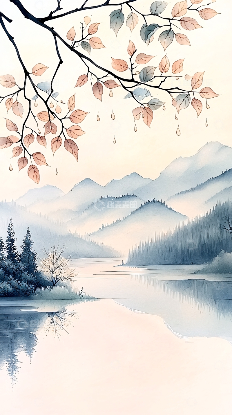 高清大图下载【趣麦麦图】秋日山水静谧图