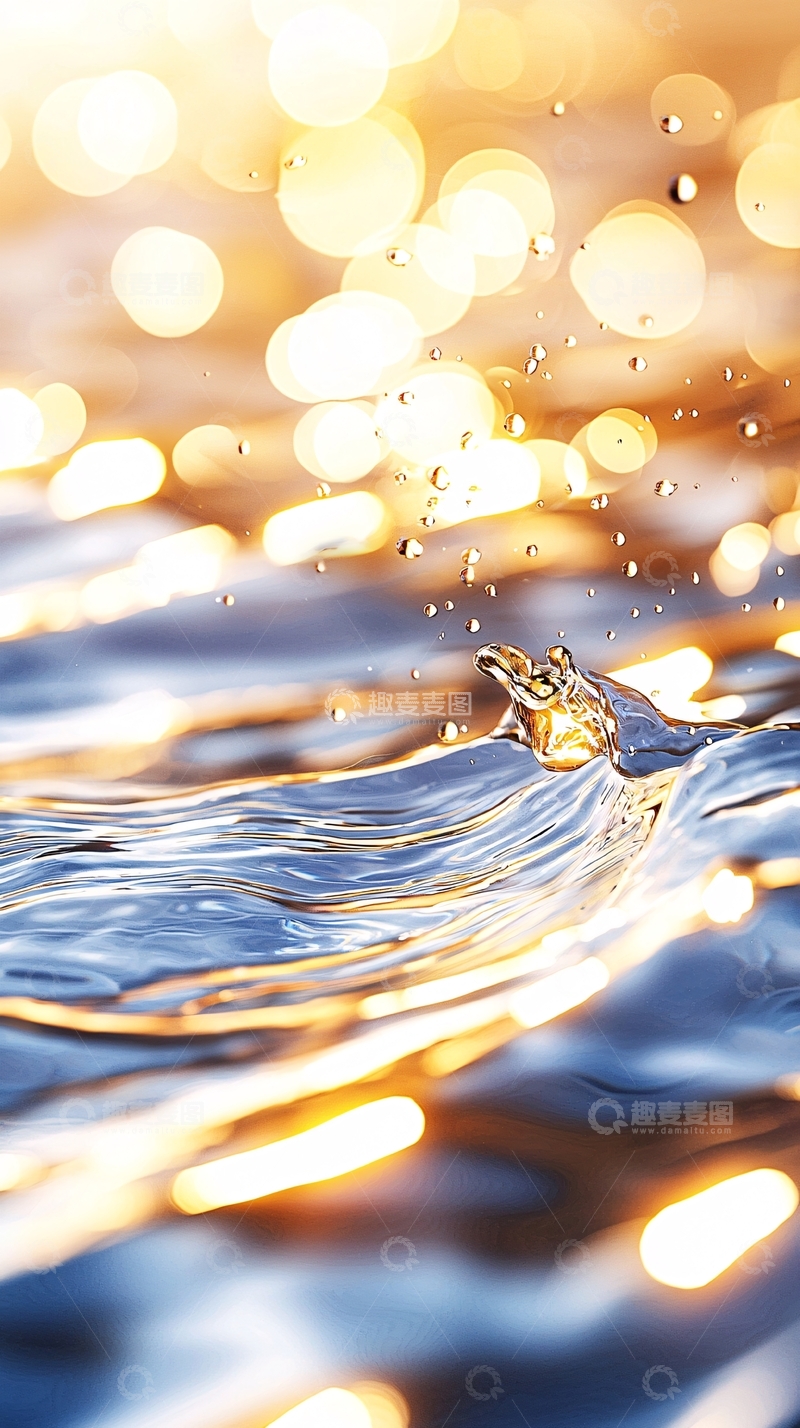 高清大图下载【趣麦麦图】金色波光粼粼的水花