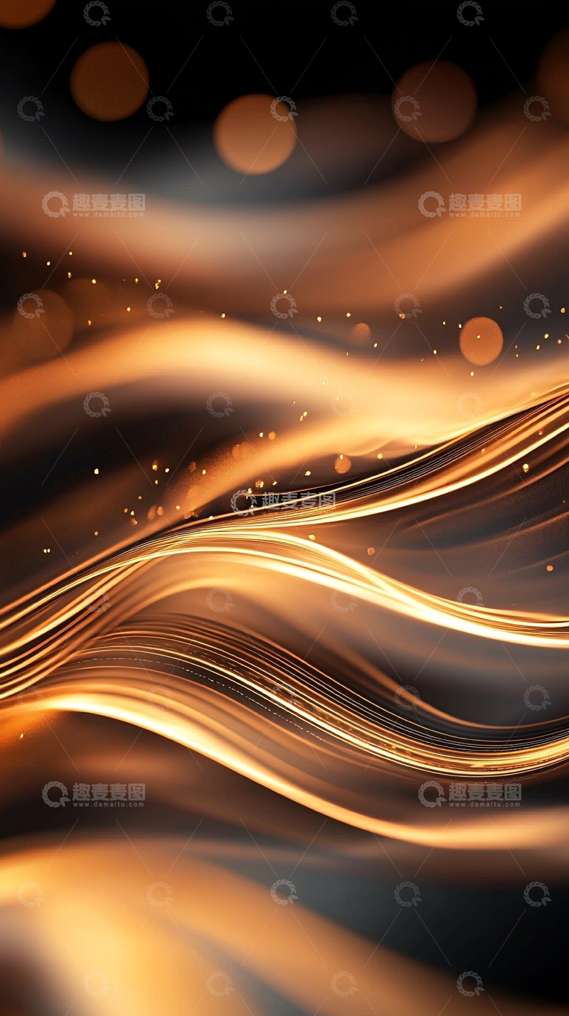 高清大图下载【趣麦麦图】金色波浪光效背景素材