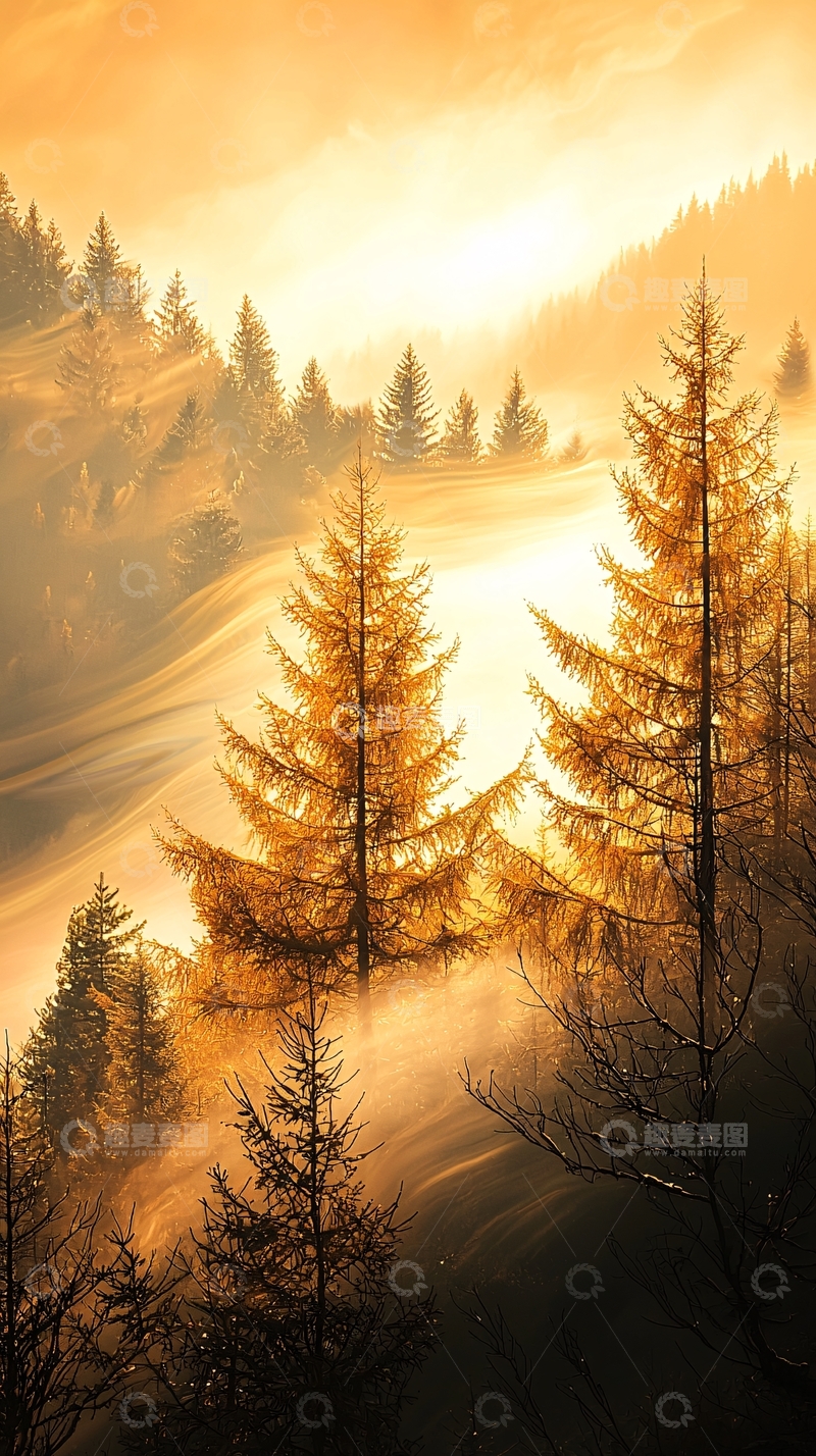 高清大图下载【趣麦麦图】秋日森林日落风景