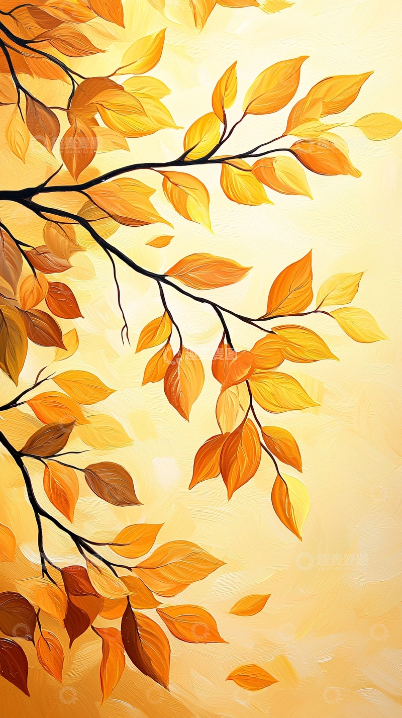 高清大图下载【趣麦麦图】秋日落叶树枝背景图