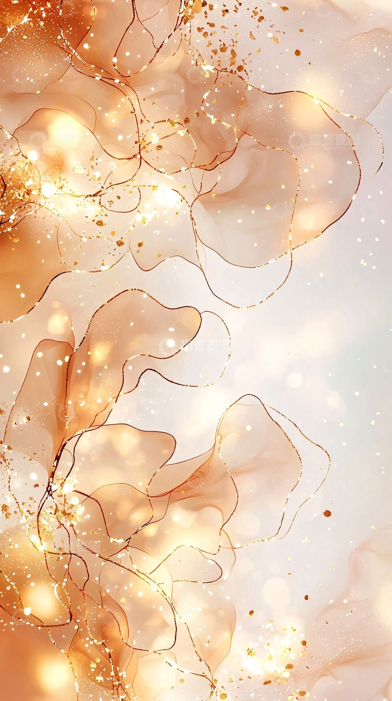 高清大图下载【趣麦麦图】金色流光抽象艺术背景