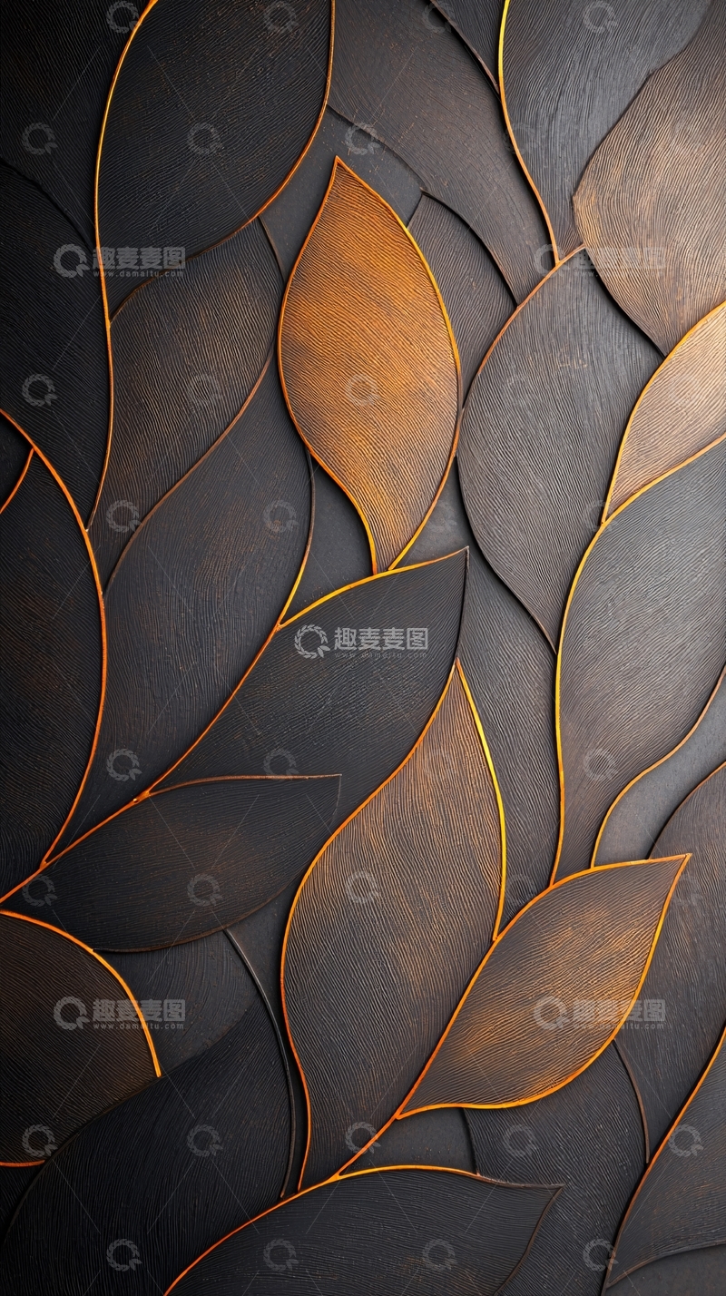 高清大图下载【趣麦麦图】黑色叶子纹理背景图案