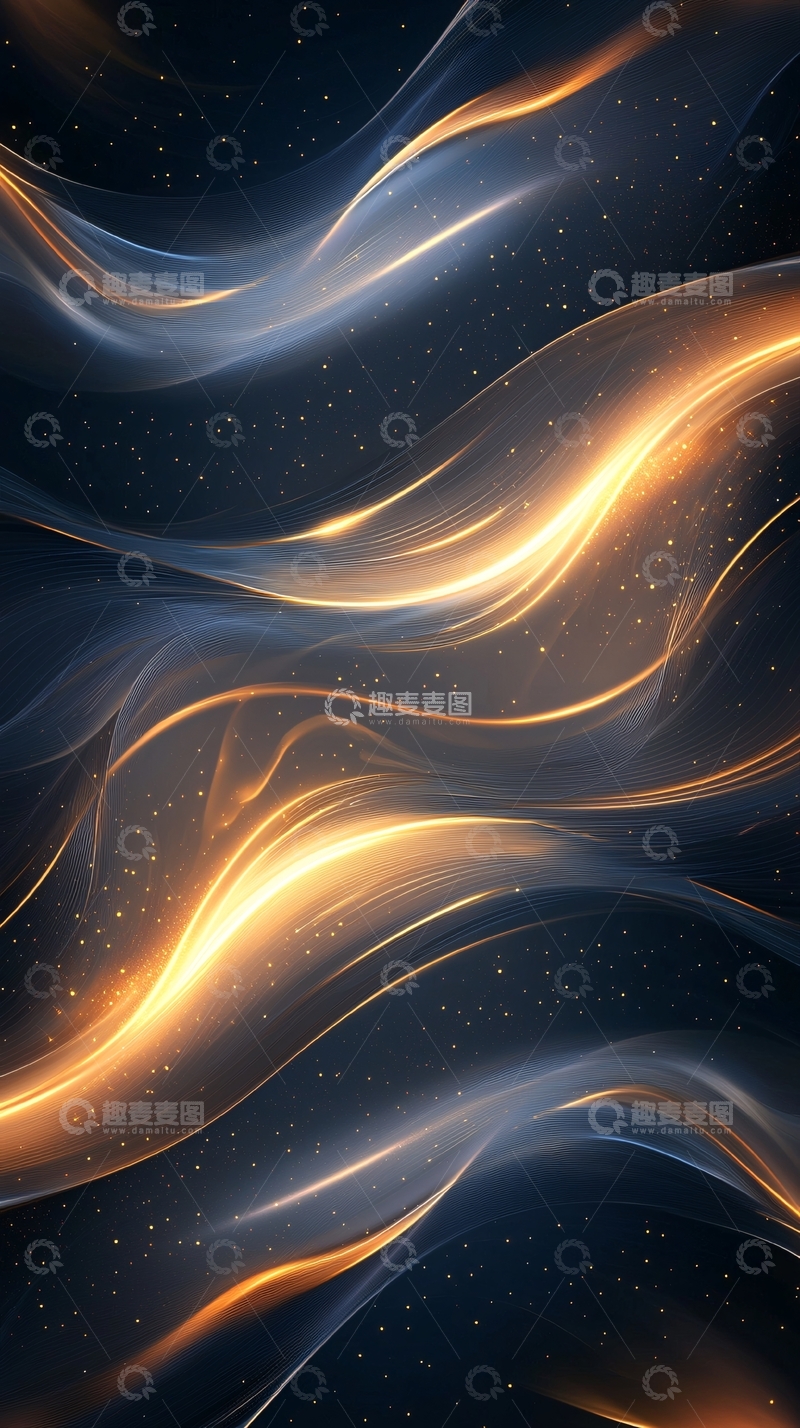 高清大图下载【趣麦麦图】金色波浪星空背景