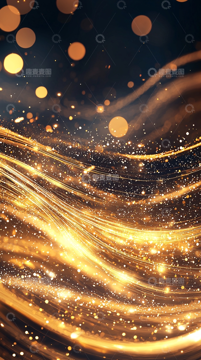 高清大图下载【趣麦麦图】金色光带流动背景
