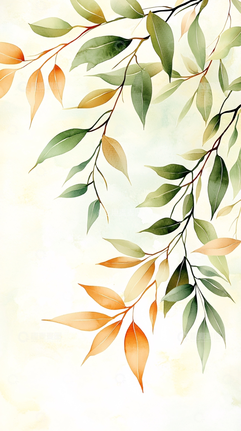 高清大图下载【趣麦麦图】秋日树枝树叶背景图