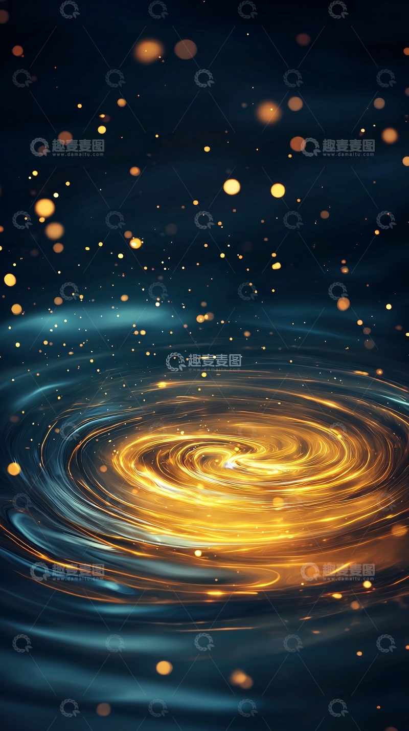 高清大图下载【趣麦麦图】金色漩涡星空背景