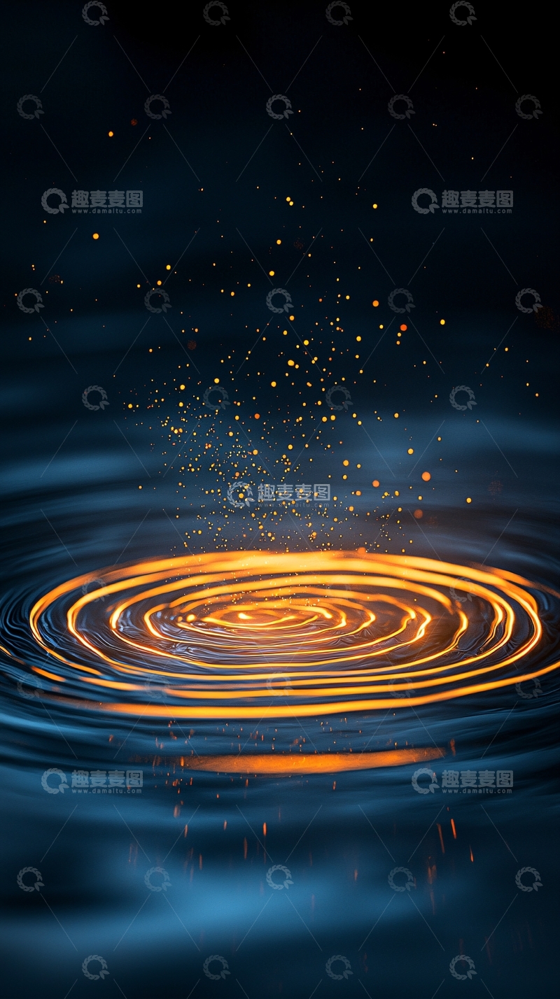 高清大图下载【趣麦麦图】水面上的光圈与飞溅粒子