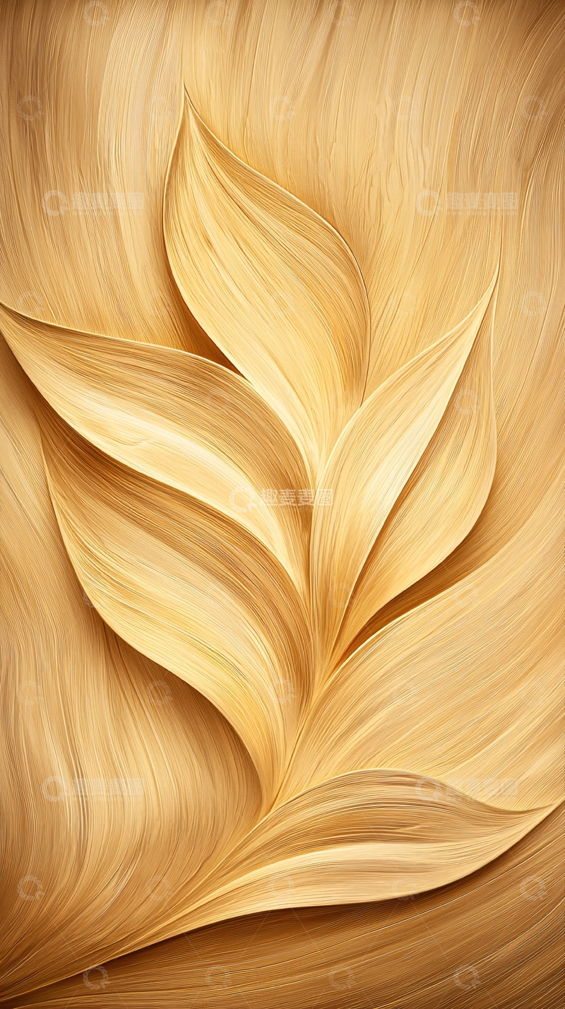 高清大图下载【趣麦麦图】金色抽象叶子纹理背景