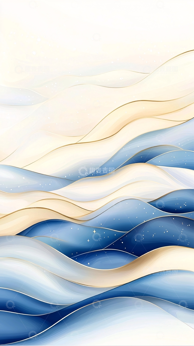 高清大图下载【趣麦麦图】梦幻波浪星空背景图
