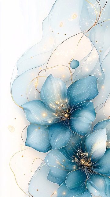 蓝色梦幻花朵背景图