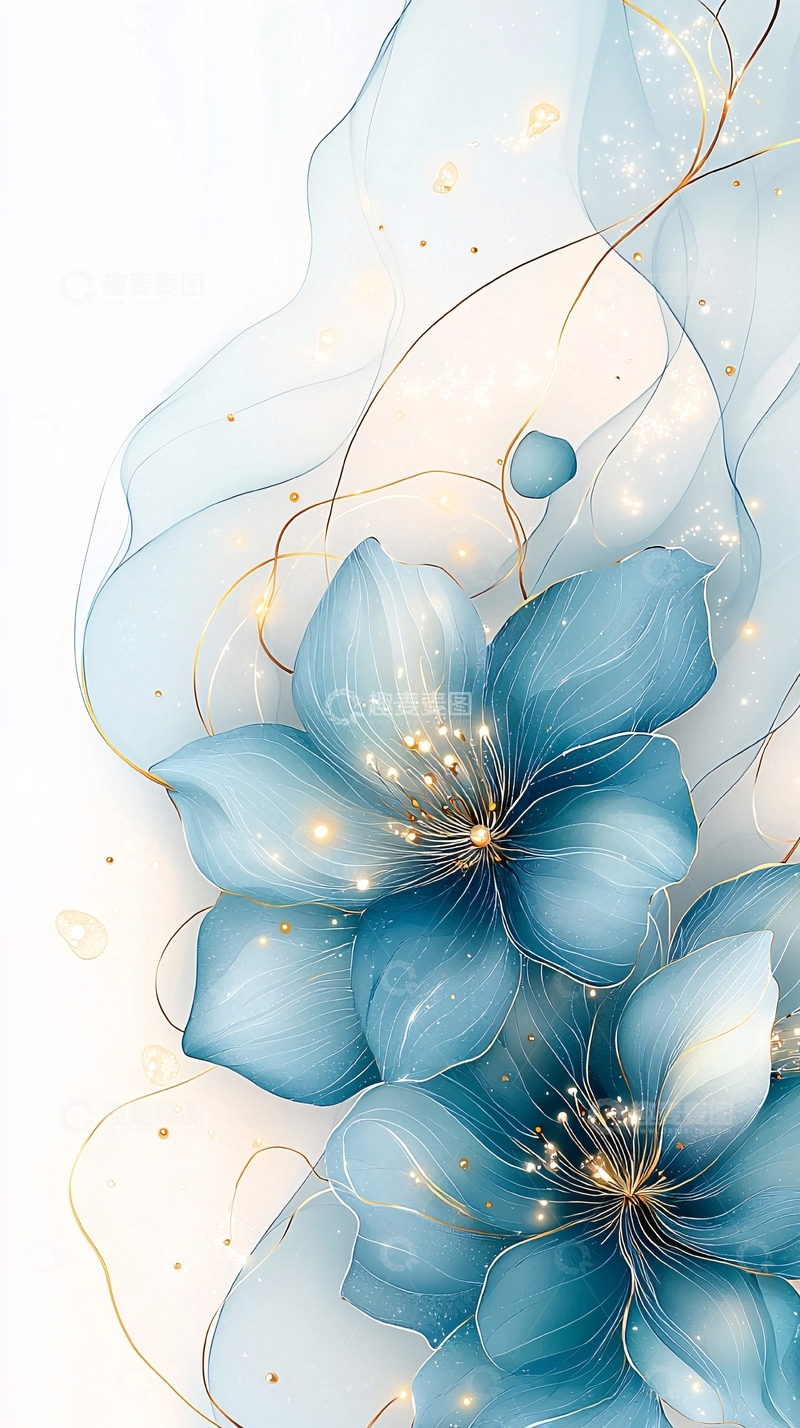 高清大图下载【趣麦麦图】蓝色梦幻花朵背景图