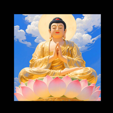 如来佛祖坐在莲花宝座上