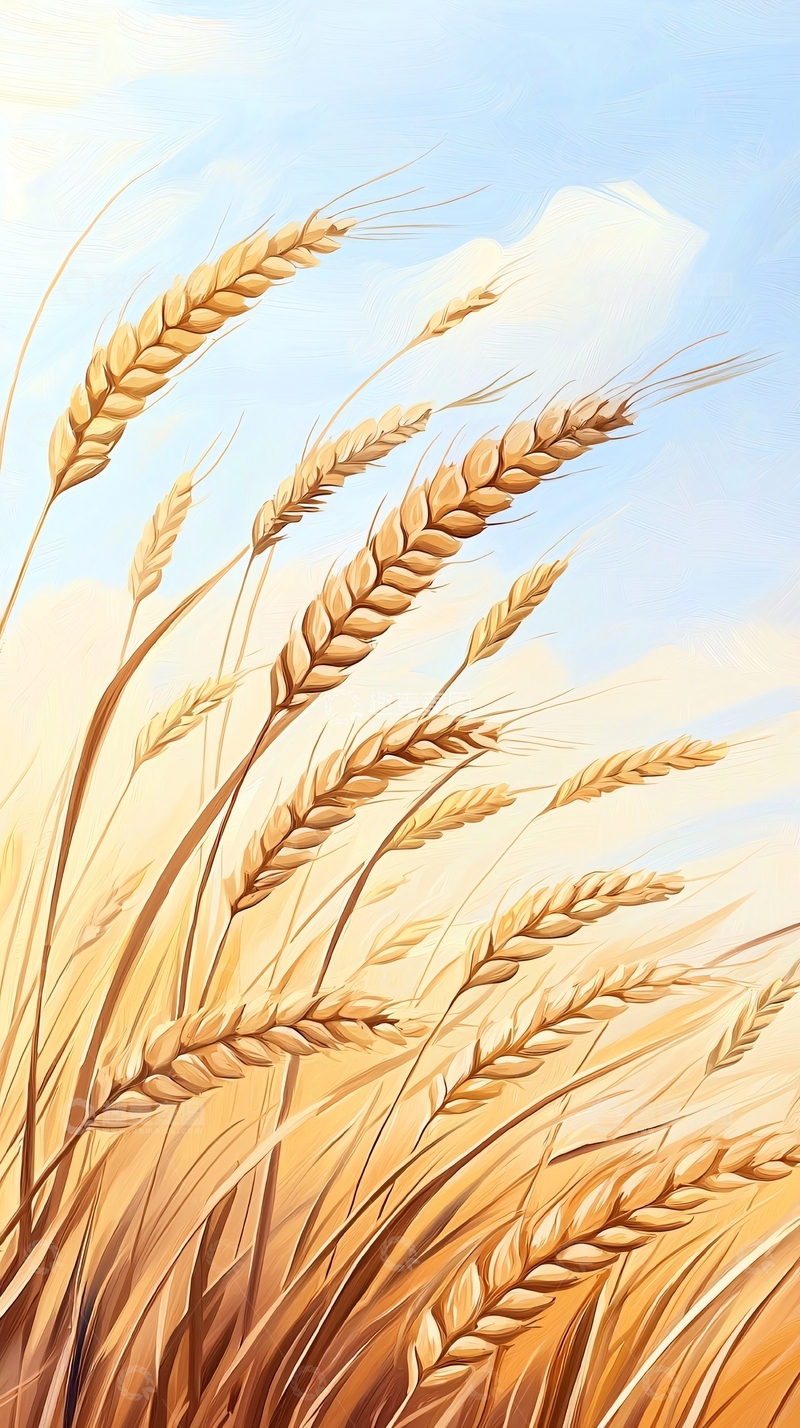 高清大图下载【趣麦麦图】金黄色麦田下的天空