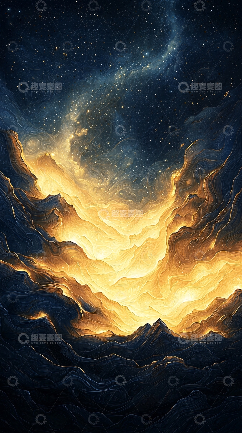 高清大图下载【趣麦麦图】星空下的山脉