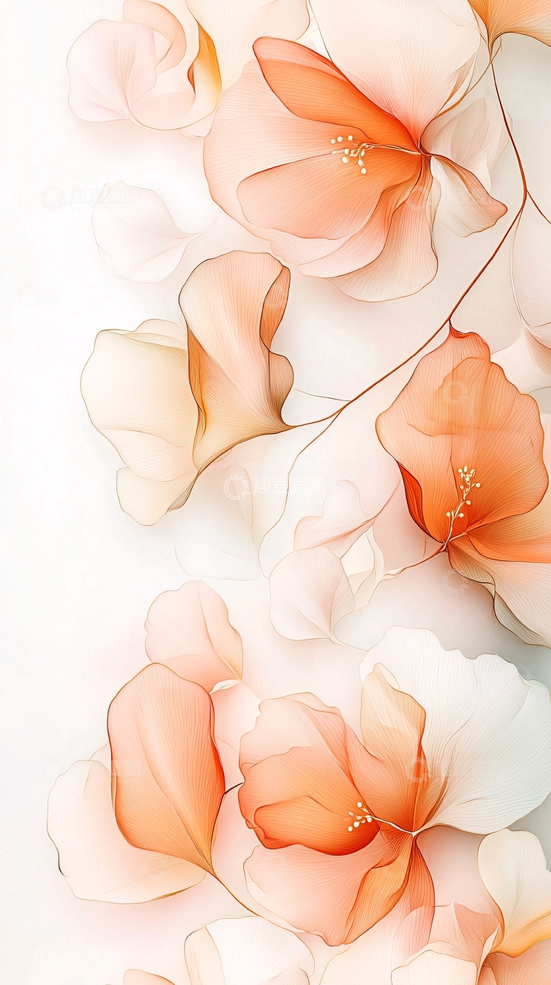 高清大图下载【趣麦麦图】橙色花卉抽象艺术背景图