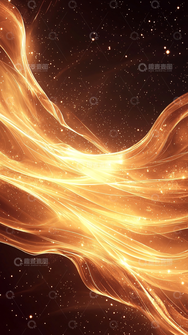 高清大图下载【趣麦麦图】金色波浪星空背景