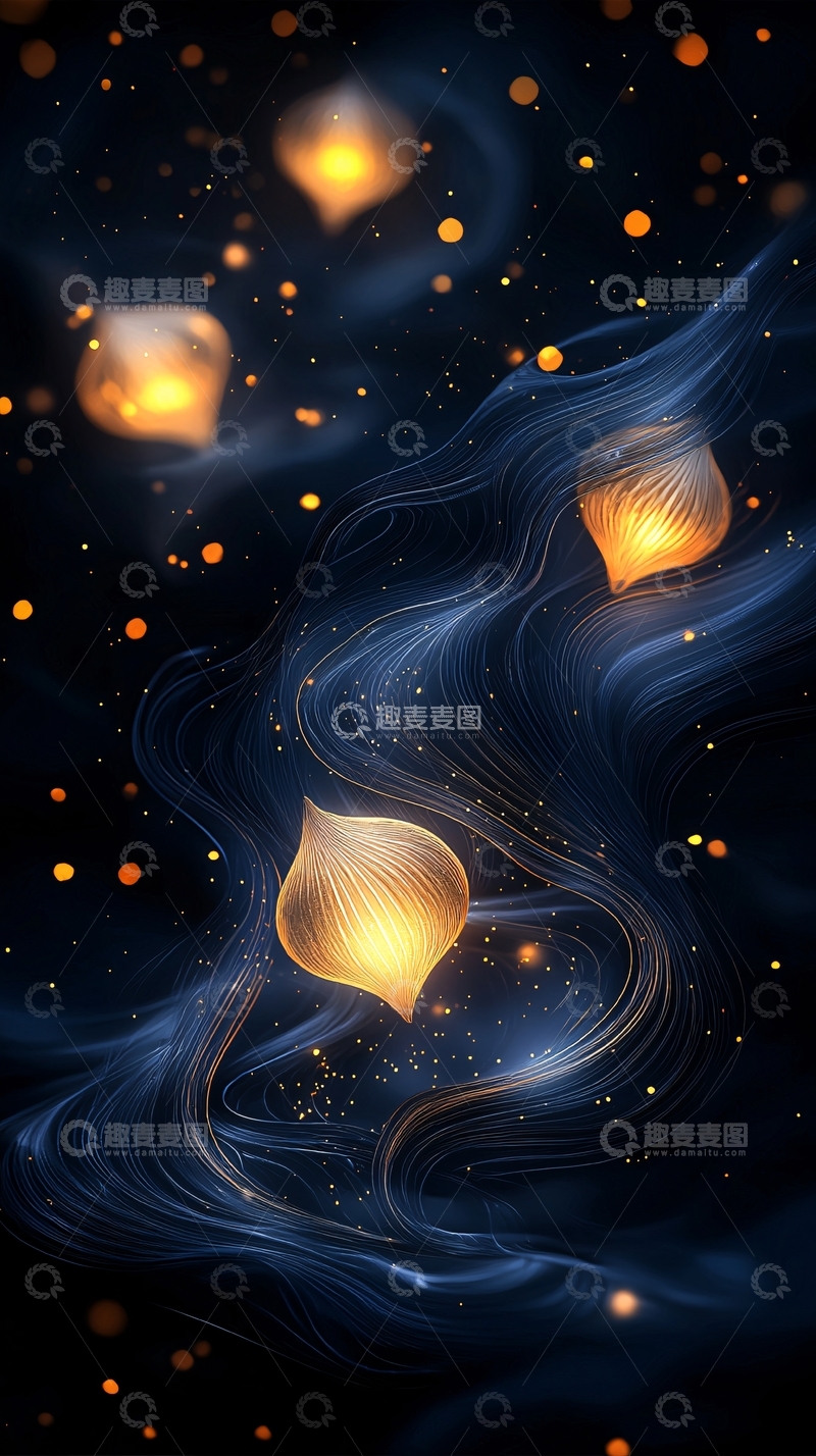 高清大图下载【趣麦麦图】-梦幻光点与线条艺术背景