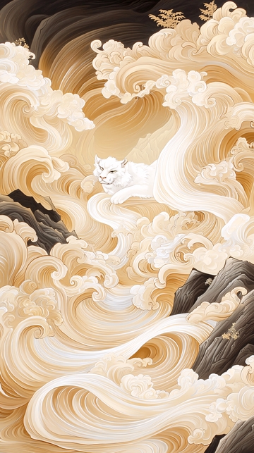 云中白虎与波涛