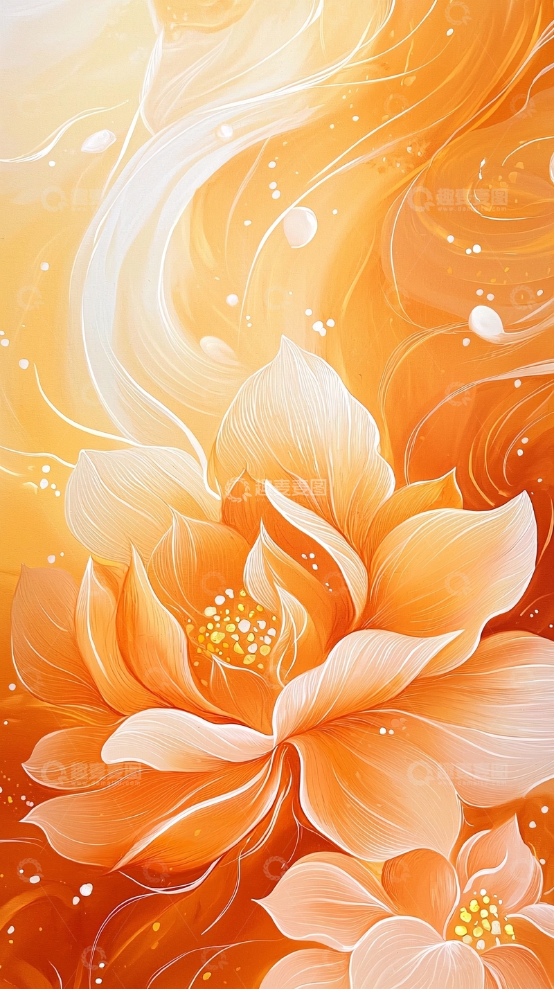 高清大图下载【趣麦麦图】橙色花卉抽象艺术背景