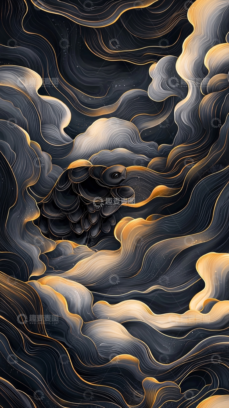 高清大图下载【趣麦麦图】-乌龟在云海中飞翔