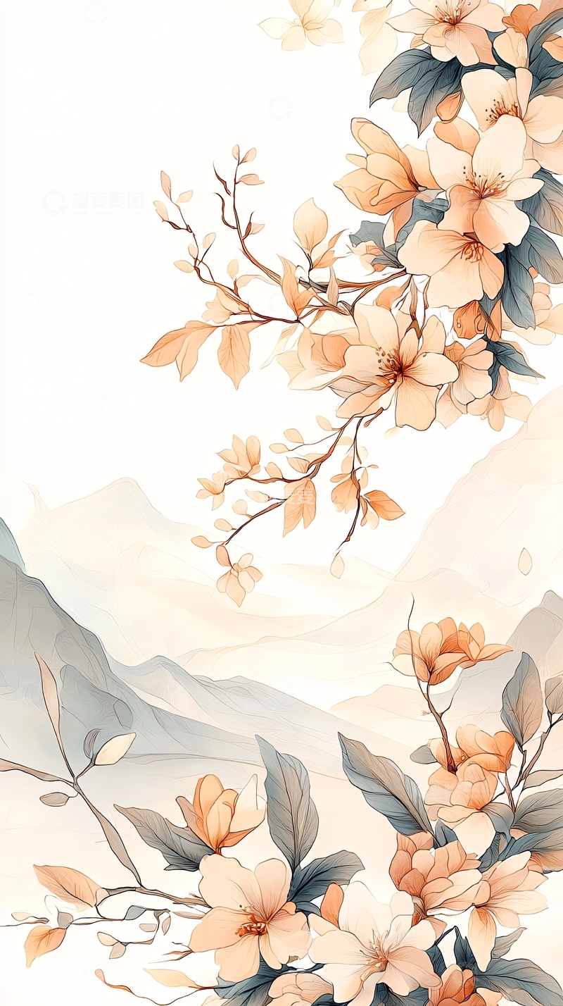 高清大图下载【趣麦麦图】秋日山间花影图