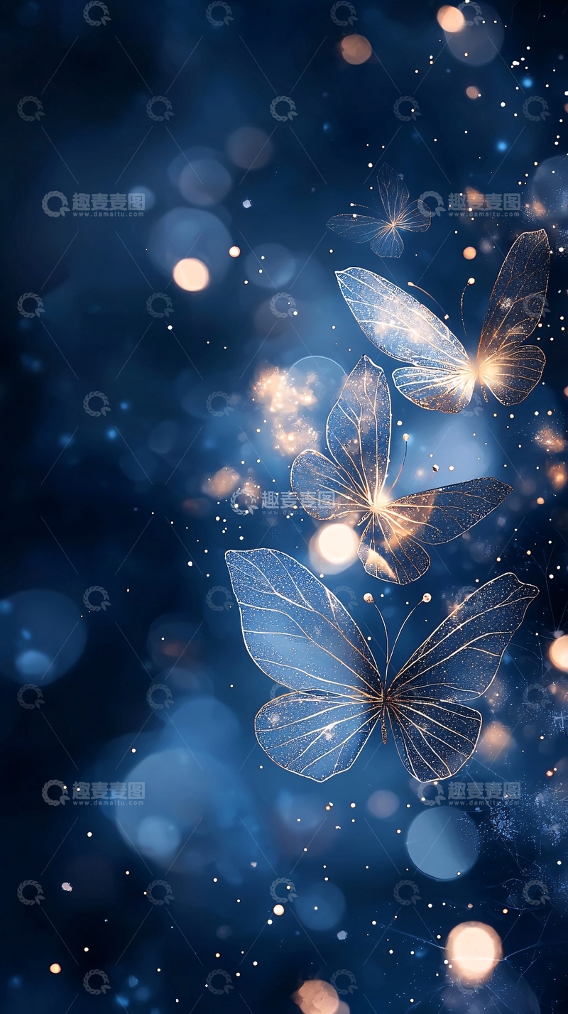 高清大图下载【趣麦麦图】梦幻蝴蝶光斑背景图