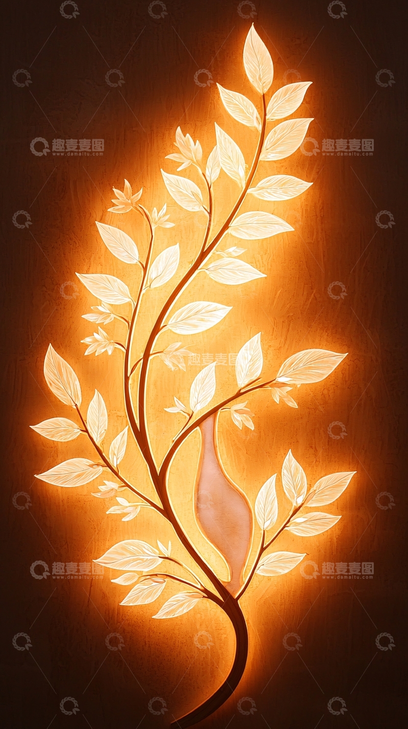 高清大图下载【趣麦麦图】光影植物艺术墙饰
