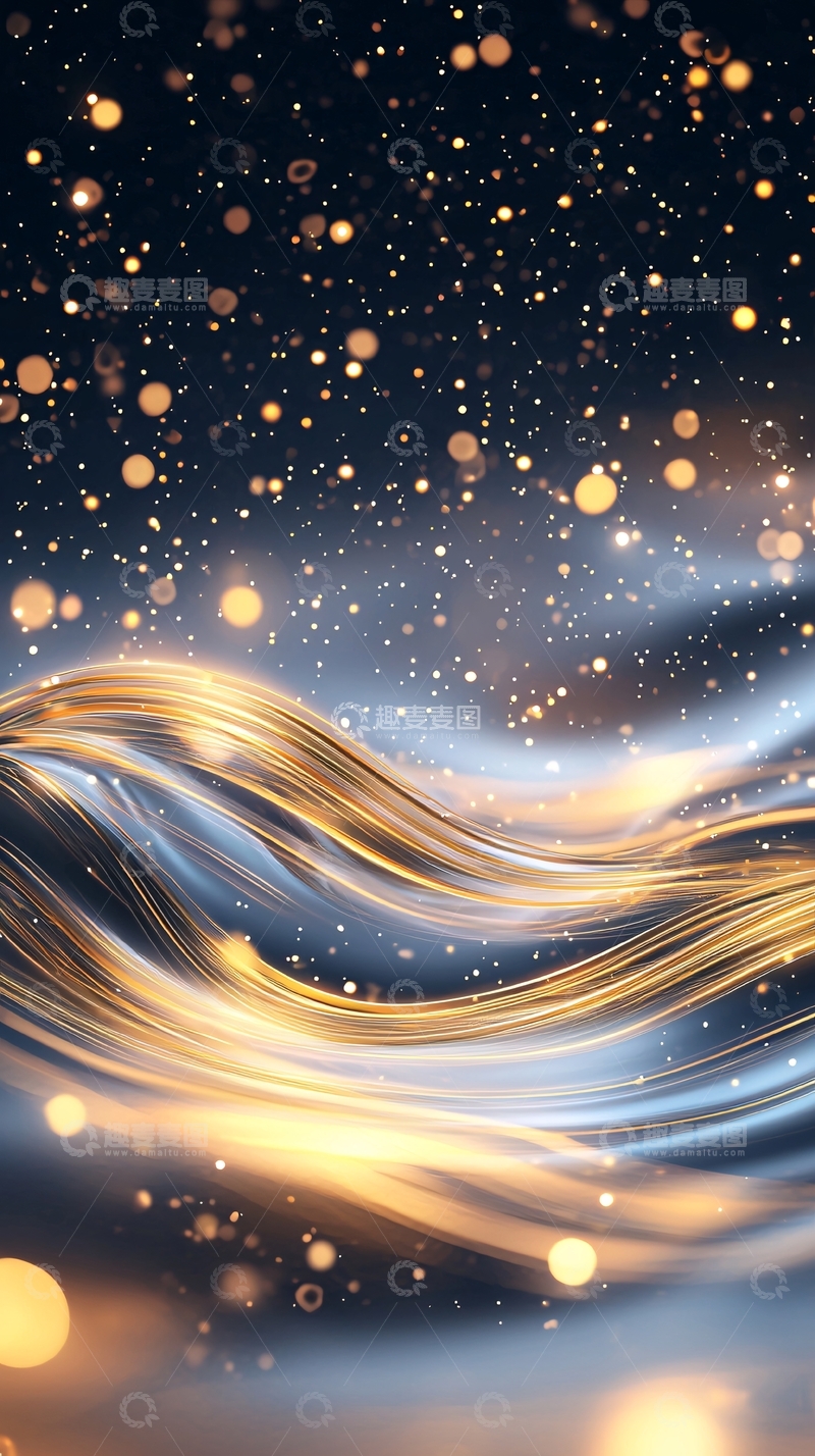 高清大图下载【趣麦麦图】金色波浪与星光背景