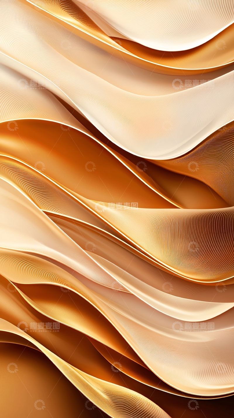 高清大图下载【趣麦麦图】金色波浪抽象艺术背景