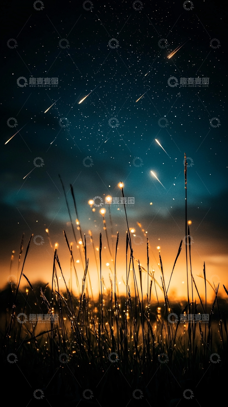 高清大图下载【趣麦麦图】流星雨下的草地