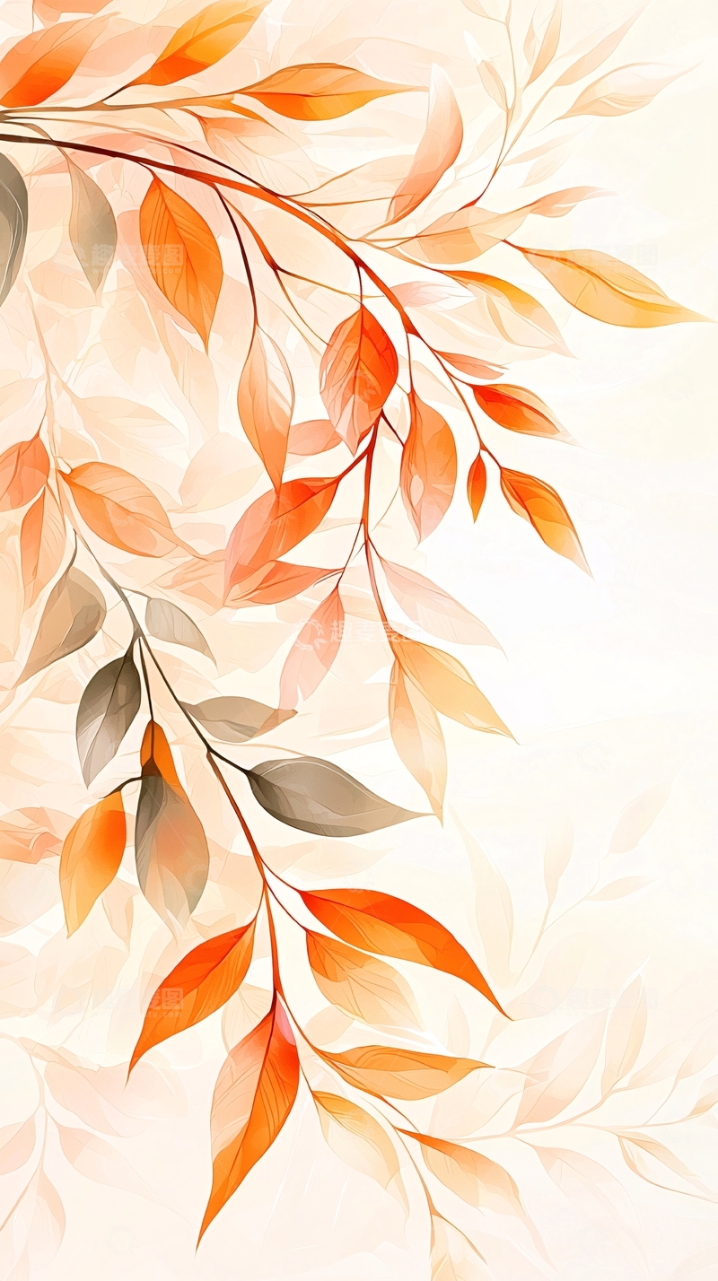高清大图下载【趣麦麦图】秋日树叶抽象艺术背景图