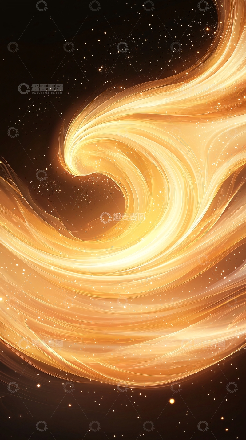 高清大图下载【趣麦麦图】金色漩涡星空背景