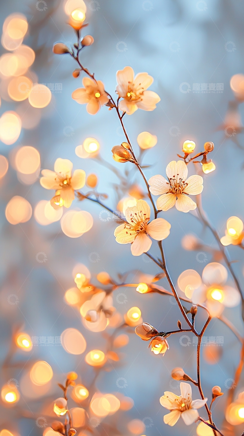 高清大图下载【趣麦麦图】温暖光晕下的花朵背景图