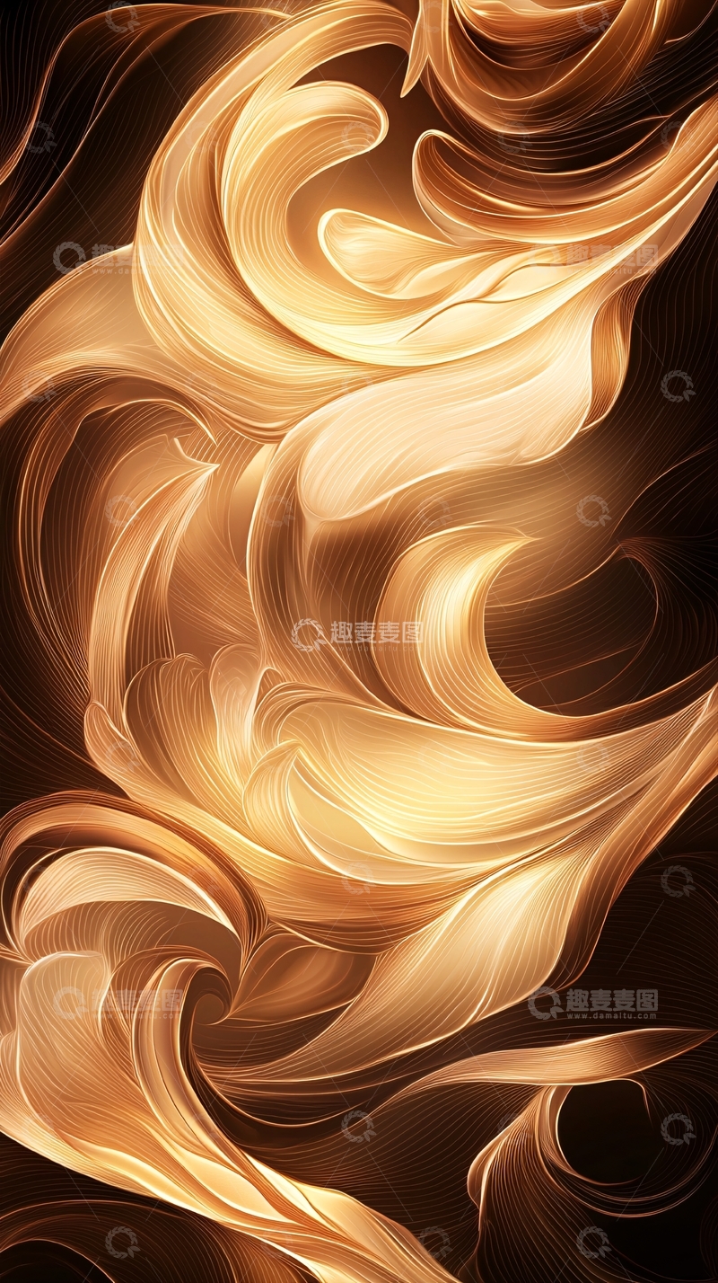 高清大图下载【趣麦麦图】金色抽象流动线条背景
